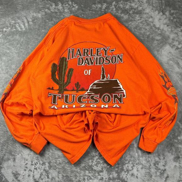 Vintage Y2K Harley Davidson Tucson Arizona Desert Flame Sleeve - Picture 2 of 8